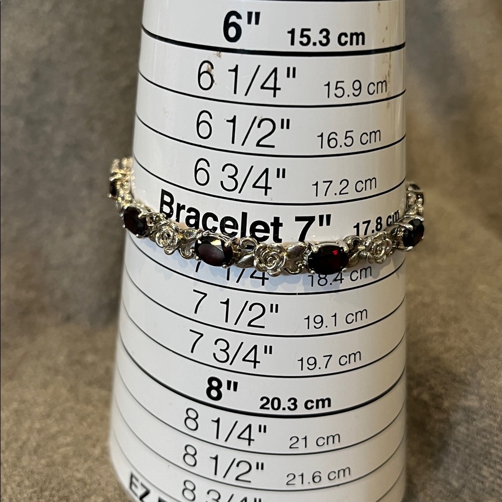 Sterling Rose & Garnet Bracelet-7 - Picture 6 of 9